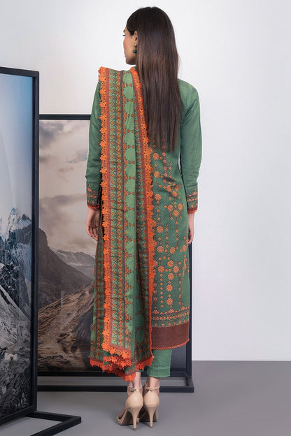 Alkaram - 3 Pc Printed Karandi Suit With Karandi Dupatta