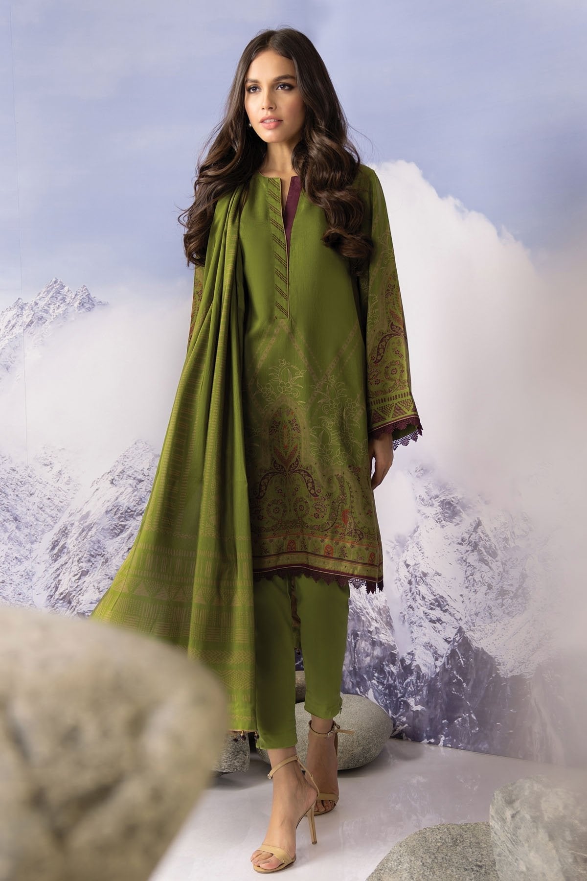 Alkaram - 3 Pc Printed Viscose Suit With Viscose Dupatta