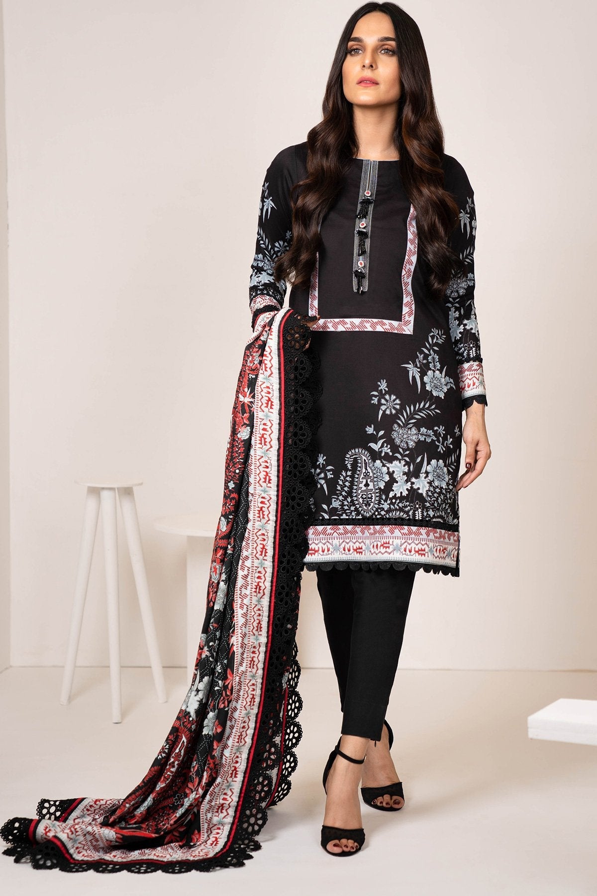 3 Pc Printed Lawn Suit With Printed Dupatta