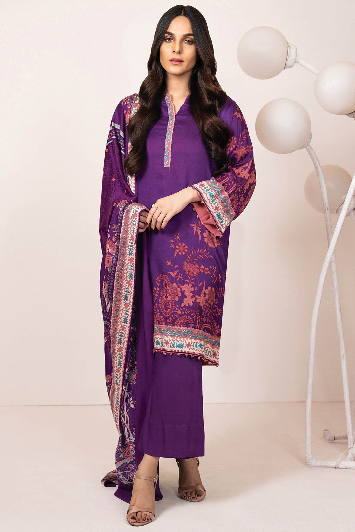 Alkaram - 3 Pc Printed Lawn Suit With Printed Dupatta
