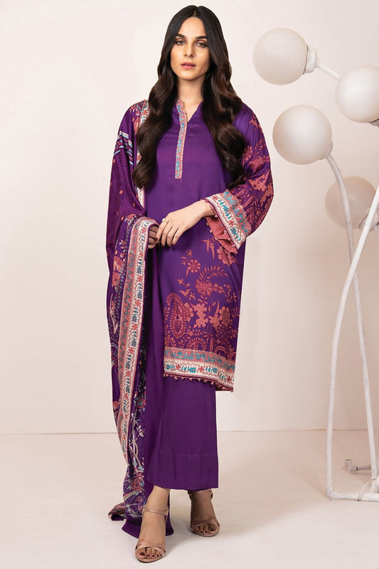 Three Piece Printed Twill Suit With Printed Twill Viscose Dupatta