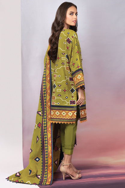 Alkaram - 3 Pc Printed Khaddar Suit With Khaddar Dupatta