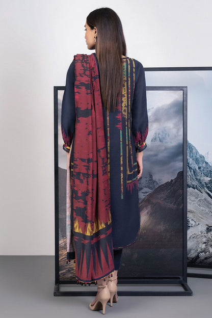 Alkaram - 3 Pc Printed Khaddar Suit With Khaddar Dupatta