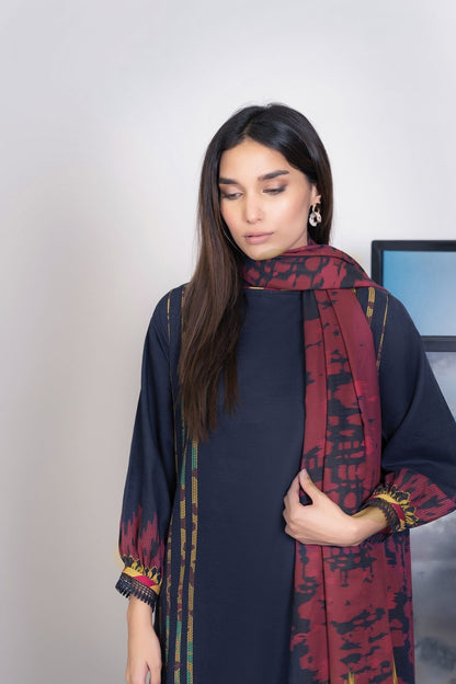 Alkaram - 3 Pc Printed Khaddar Suit With Khaddar Dupatta