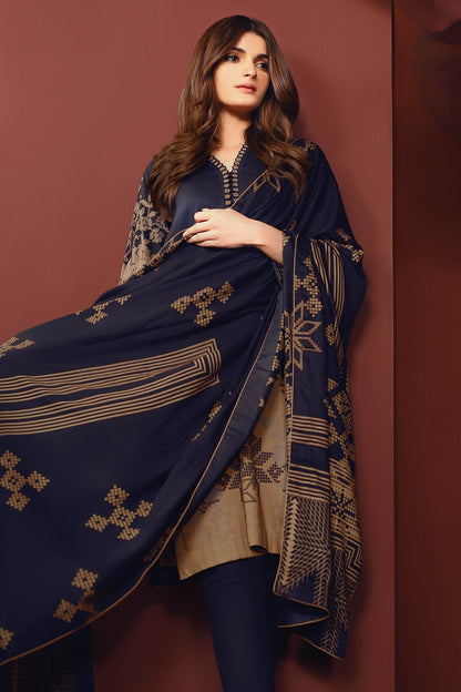 Alkaram - Three Piece Printed Plain Viscose Suit With Printed Plain Viscose Dupatta