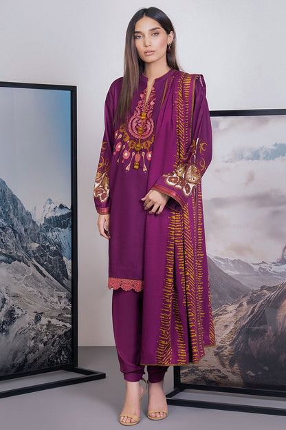 Alkaram - 3 Pc Embroidered Cotail Viscose Suit With Cotail Viscose Dupatta