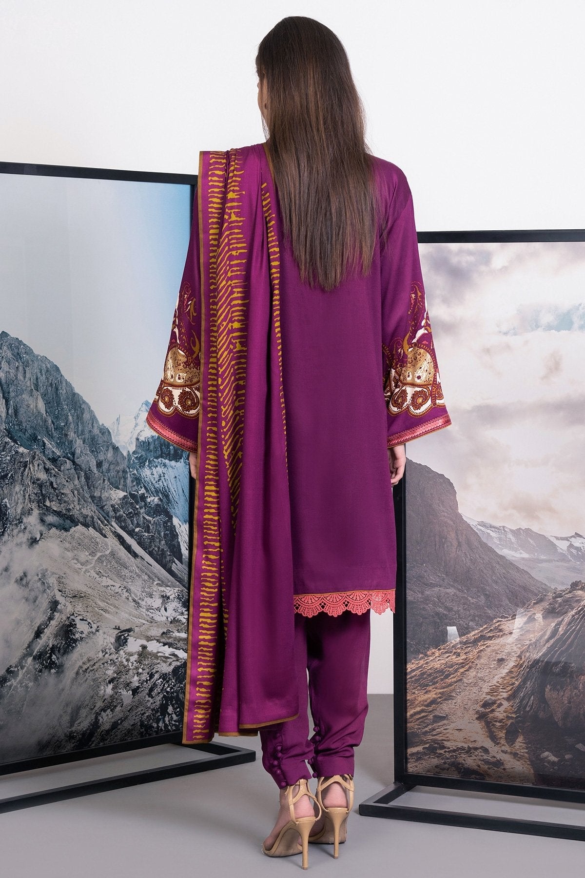 Alkaram - 3 Pc Embroidered Cotail Viscose Suit With Cotail Viscose Dupatta