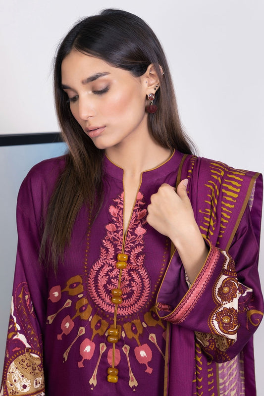 Alkaram - 3 Pc Embroidered Cotail Viscose Suit With Cotail Viscose Dupatta