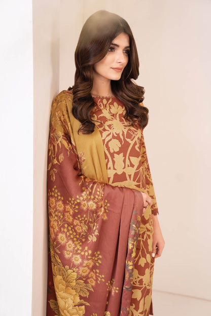 Alkaram - Three Piece Cotton Satin Suit With Digital Silk Dupatta