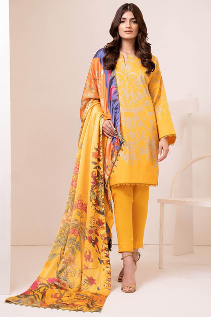 Alkaram - Three Piece Cotton Satin Suit With Digital Silk Dupatta