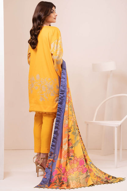 Alkaram - Three Piece Cotton Satin Suit With Digital Silk Dupatta