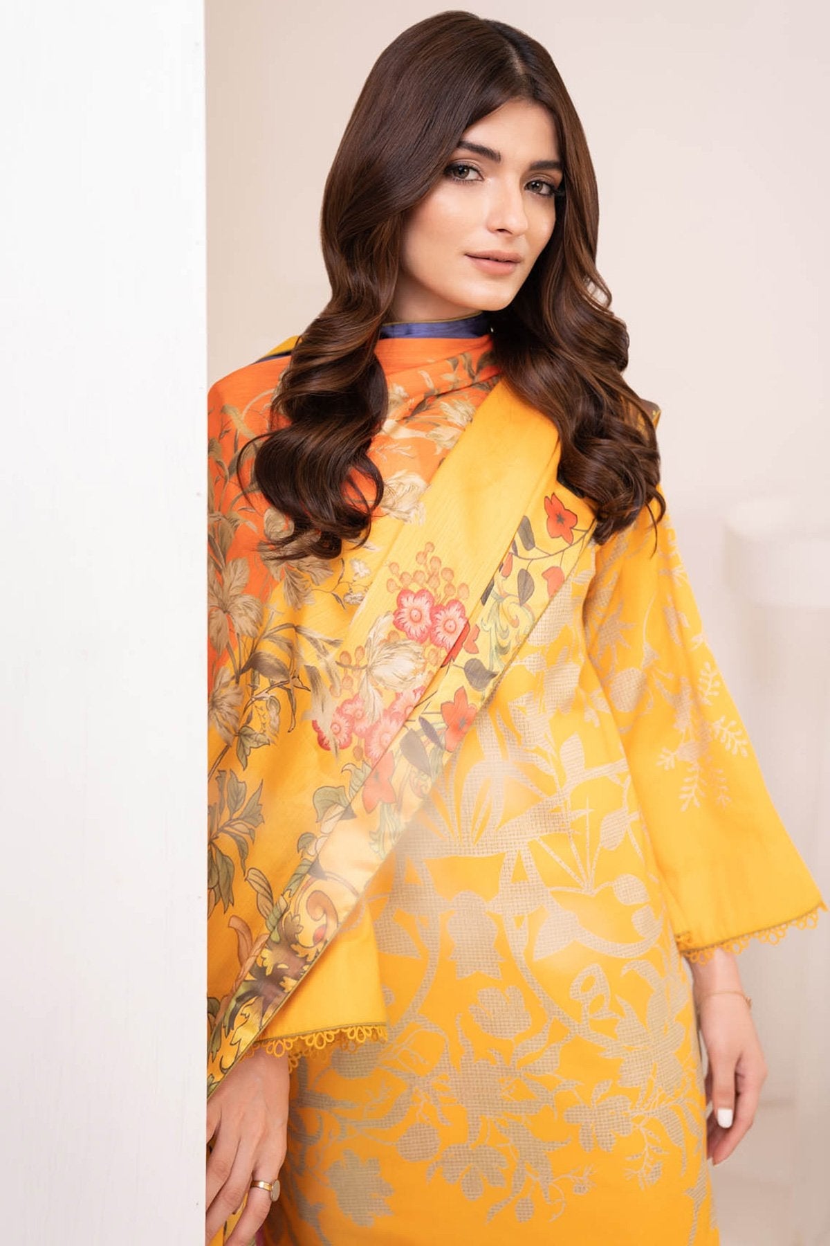 Alkaram - Three Piece Cotton Satin Suit With Digital Silk Dupatta