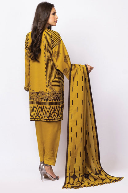 Alkaram - 3 Pc Embroidered Karandi Suit With Karandi Dupatta