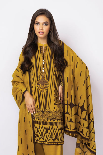 Alkaram - 3 Pc Embroidered Karandi Suit With Karandi Dupatta