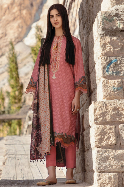 Alkaram - 3 Pc Embroidered Karandi Suit With Karandi Dupatta