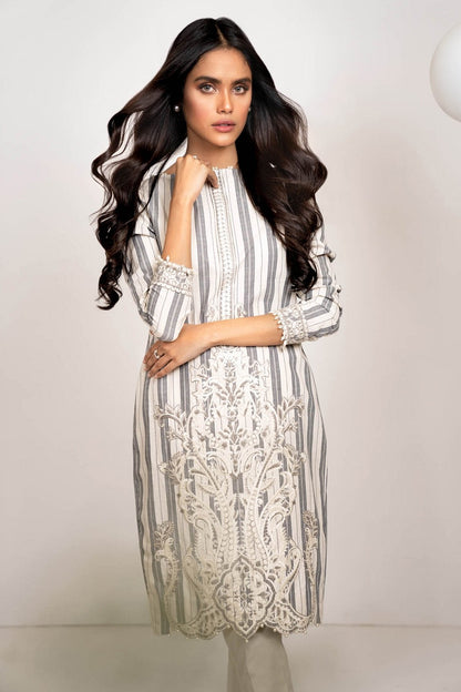 Alkaram - Two Piece Embroidered Yarn Dyed Suit With Dyed Cambric Trousers