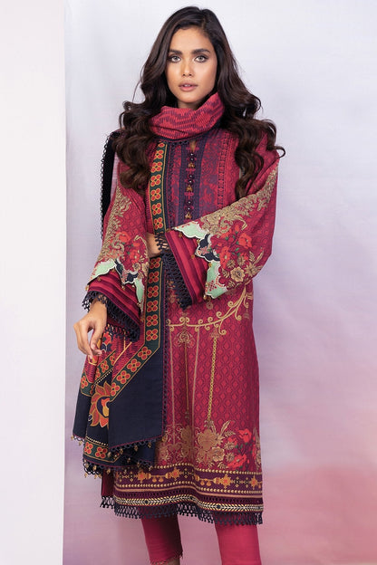 Alkaram - 3 Pc Embroidered Khaddar Suit With Khaddar Dupatta