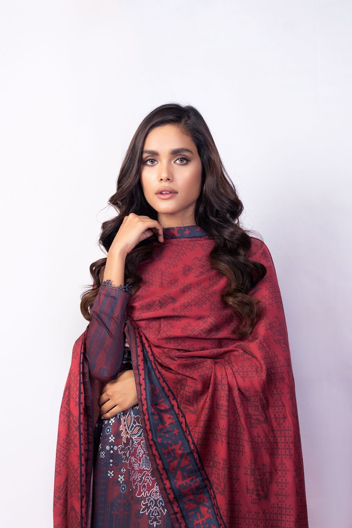 Alkaram - 3 Pc Printed Twill Viscose Suit With Twill Viscose Dupatta