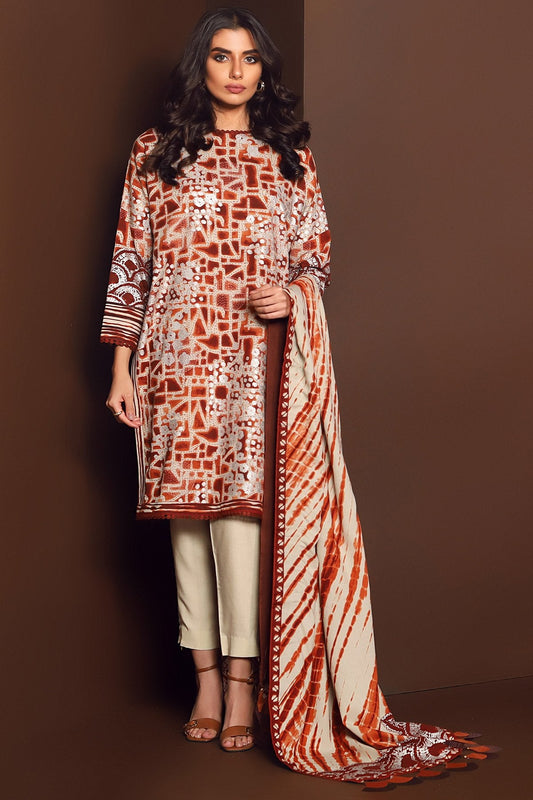 Two Piece Printed Plain Viscose Suit With Printed Plain Viscose Dupatta