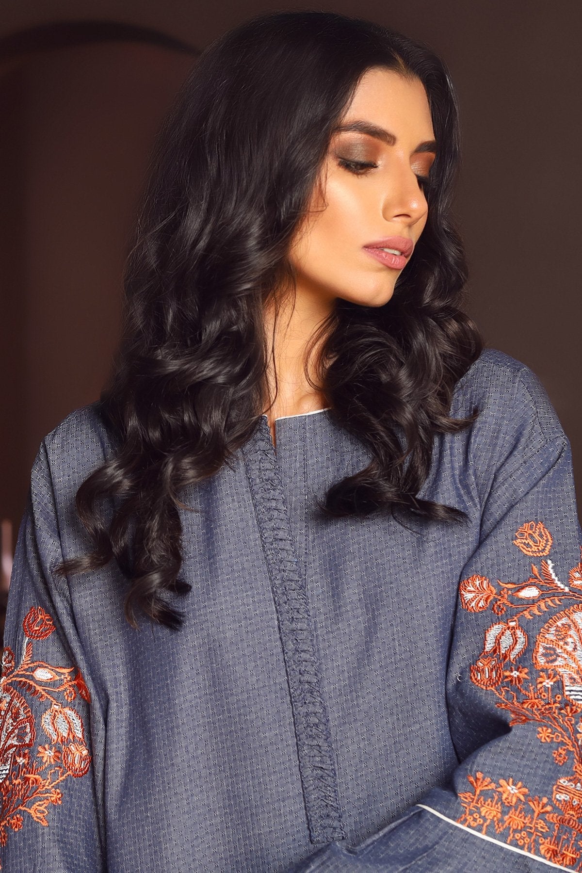 Alkaram - One Piece Embroidered Denim Shirt
