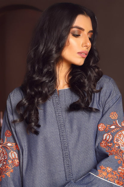 Alkaram - One Piece Embroidered Denim Shirt