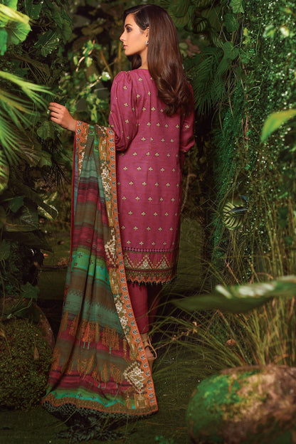 Alkaram - Three Piece Emboidered Khaddar Suit With Printed Khaddar Dupatta