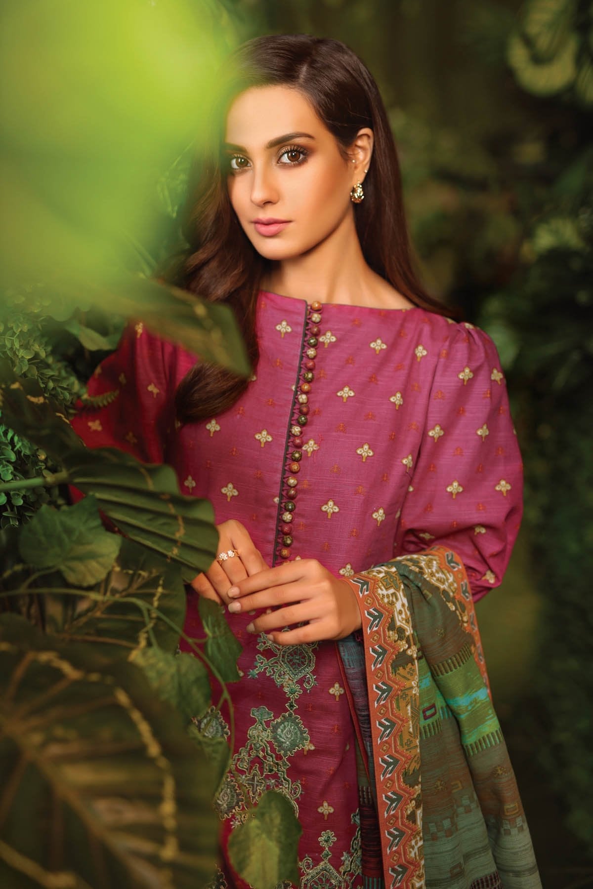 Alkaram - Three Piece Emboidered Khaddar Suit With Printed Khaddar Dupatta