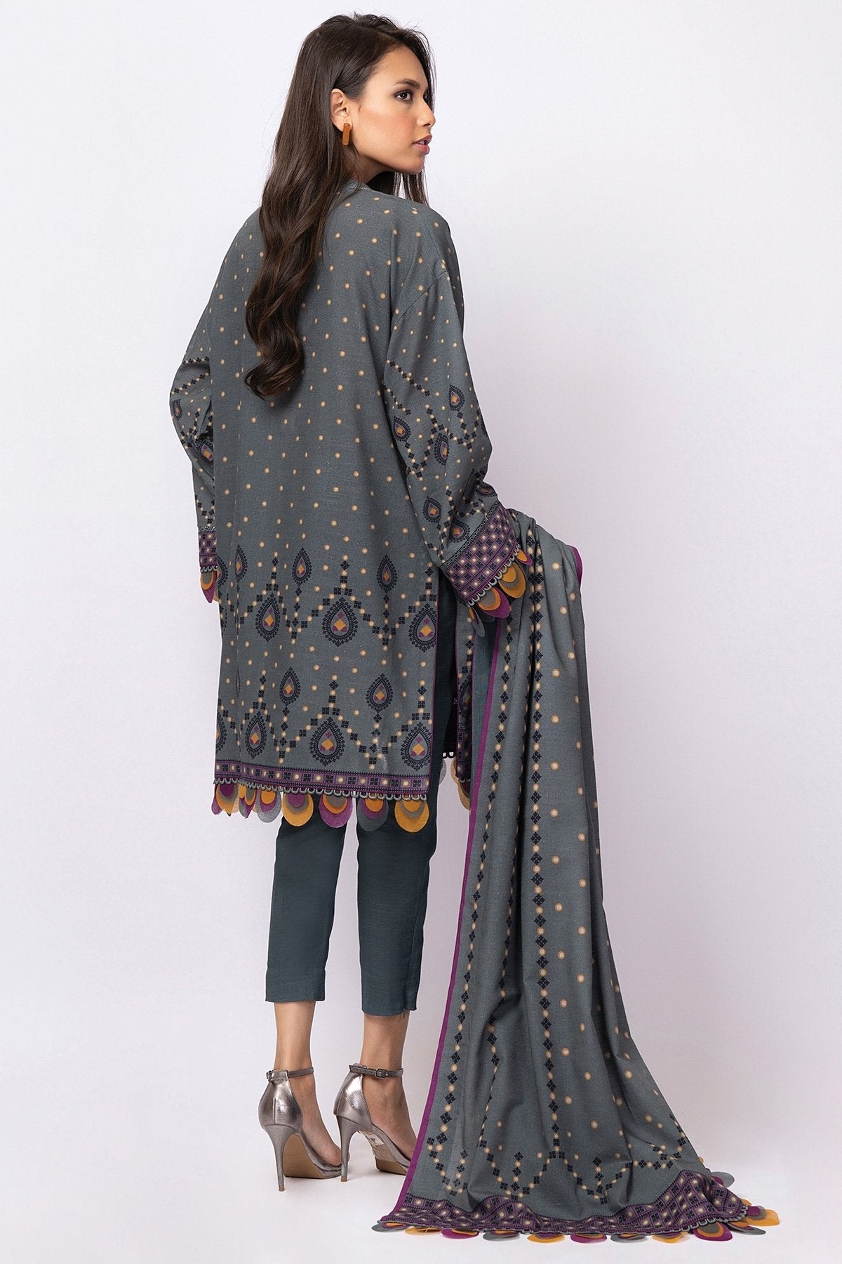 Alkaram - 3 Pc Printed Khaddar Suit With Khaddar Dupatta