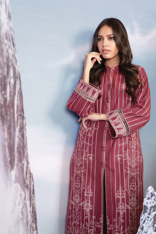 Alkaram - 2 Pc Printed Yarn Dyed Suit With Khaddar Trouser