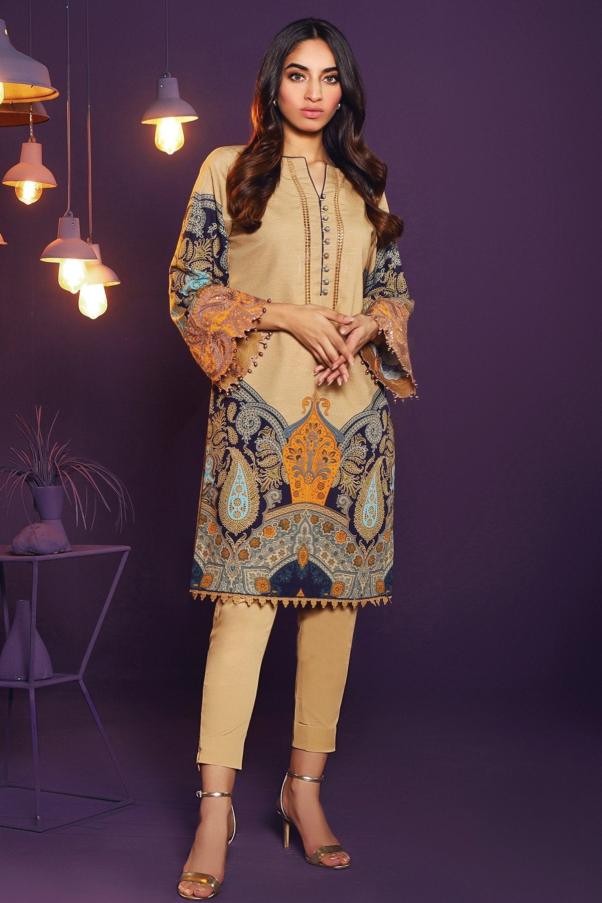 Alkaram - Two Piece Embroidered Khaddar Suit With Dyed Khaddar Trousers