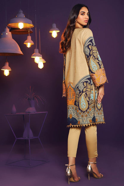 Alkaram - Two Piece Embroidered Khaddar Suit With Dyed Khaddar Trousers