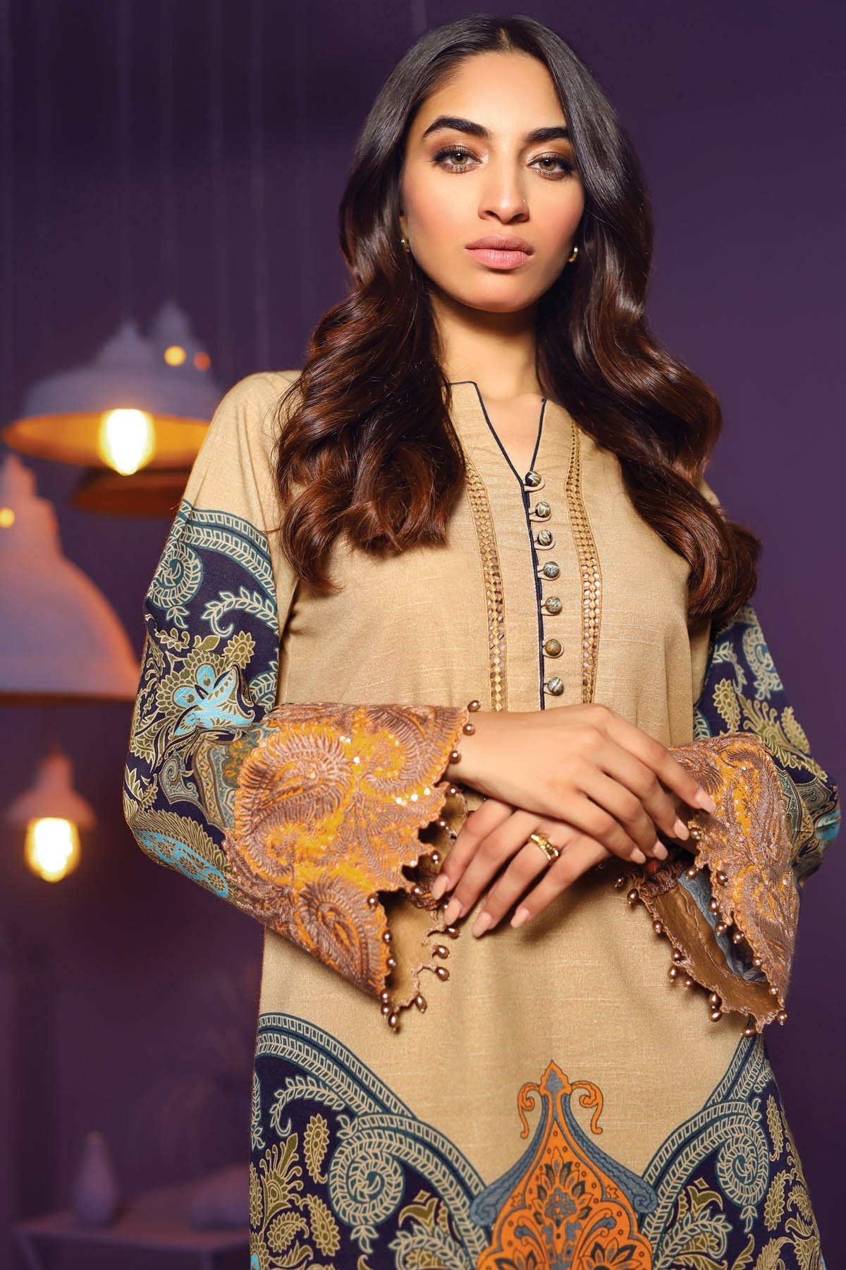 Alkaram - Two Piece Embroidered Khaddar Suit With Dyed Khaddar Trousers