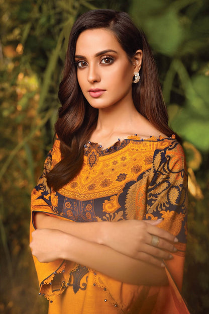 Alkaram - Two Piece Embroidered Khaddar Suit With Dyed Khaddar Trousers