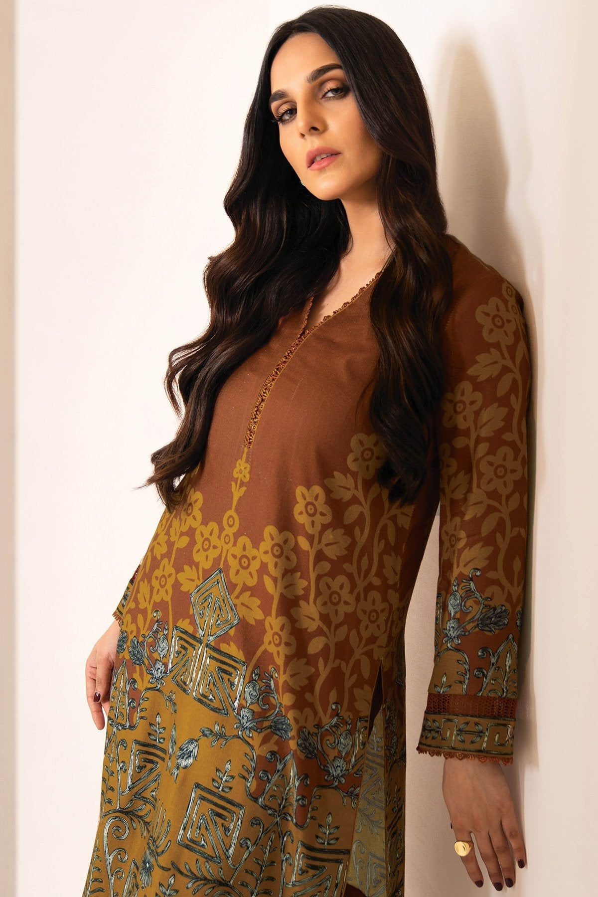 Alkaram - Two Piece Printed Twill Suit With Dyed Twill Viscose Trousers