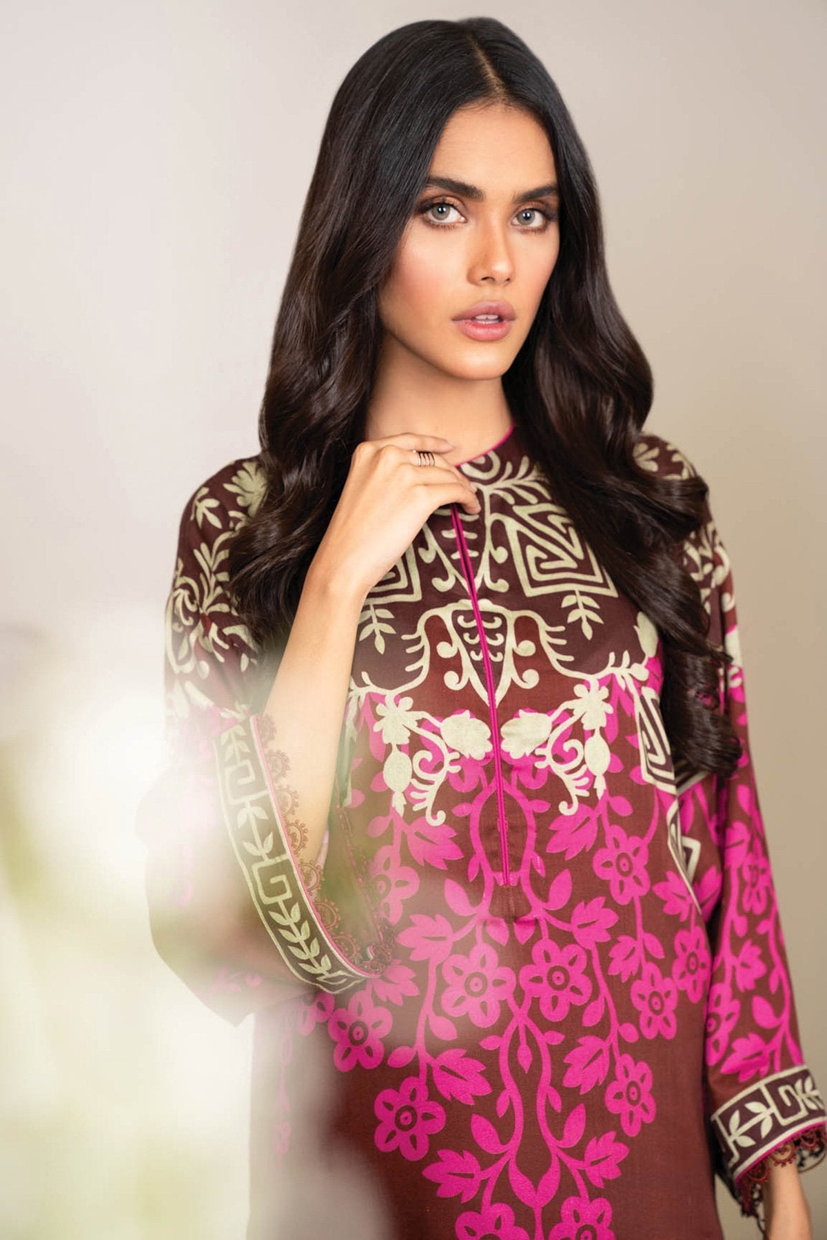 Alkaram - Two Piece Printed Twill Suit With Dyed Twill Viscose Trousers