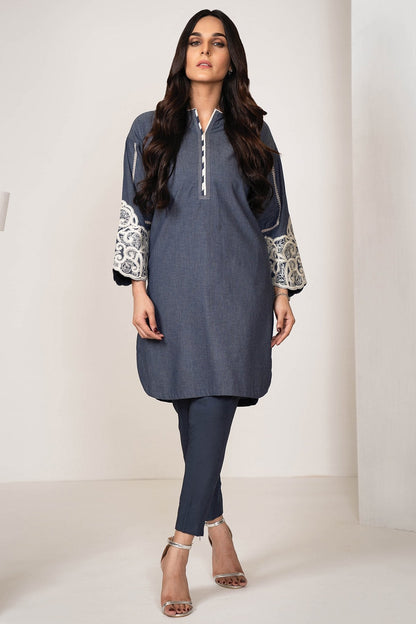 Alkaram - One Piece Embroidered Denim Shirt