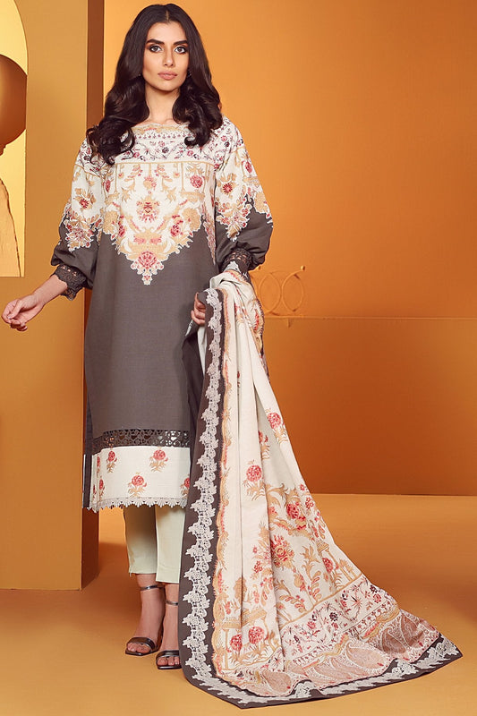 3 Pc Printed Lawn Suit With Printed Dupatta
