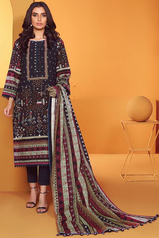 3 Pc Printed Lawn Suit With Printed Dupatta