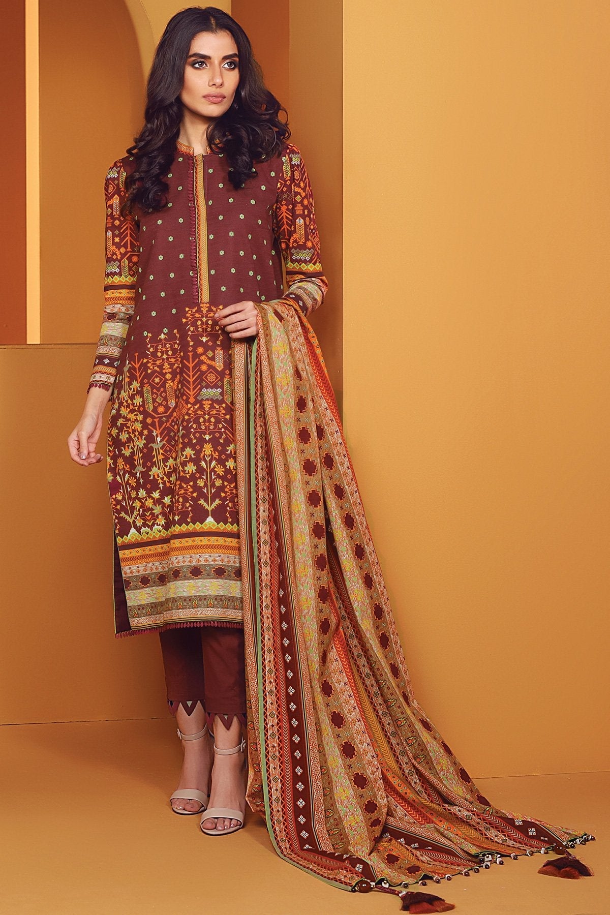 3 Pc Printed Lawn Suit With Printed Dupatta