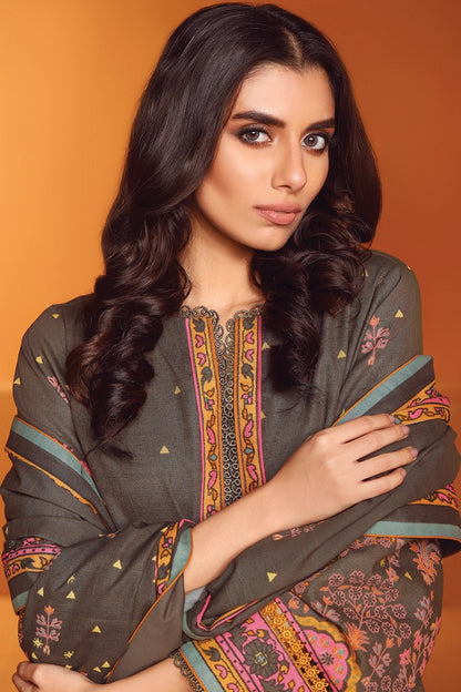Alkaram - 3 Pc Printed Lawn Suit With Printed Dupatta