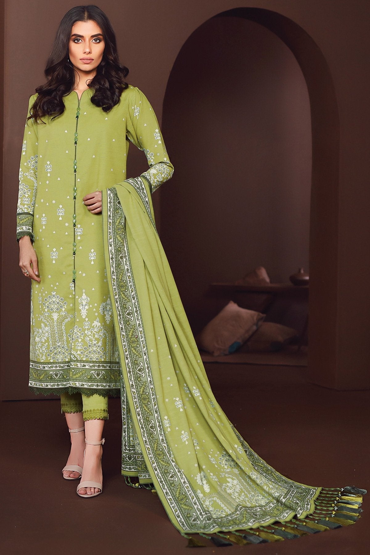 Alkaram - 3 Pc Printed Lawn Suit With Printed Dupatta