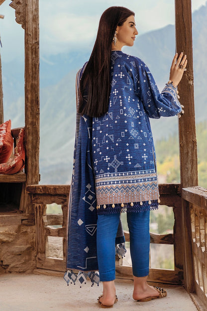 Alkaram - 3 Pc Printed Khaddar Suit With Khaddar Dupatta