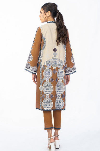 Alkaram - 2 Pc Printed Karandi Suit With Karandi Trouser