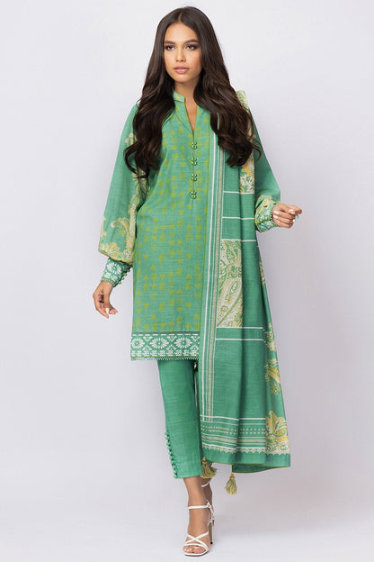 Alkaram - 3 Pc Printed Khaddar Suit With Khaddar Dupatta