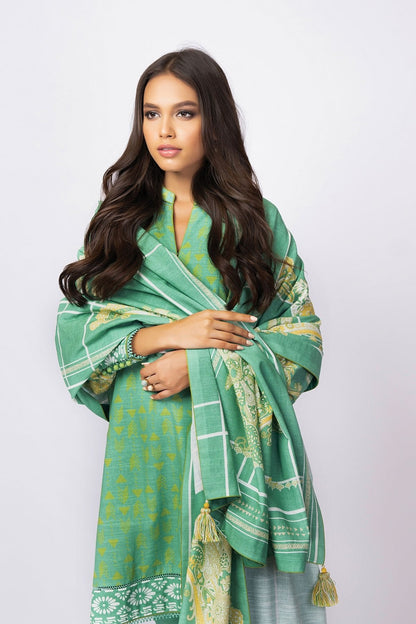 Alkaram - 3 Pc Printed Khaddar Suit With Khaddar Dupatta