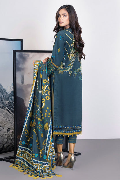Alkaram - 3 Pc Embroidered Khaddar Suit With Khaddar Dupatta