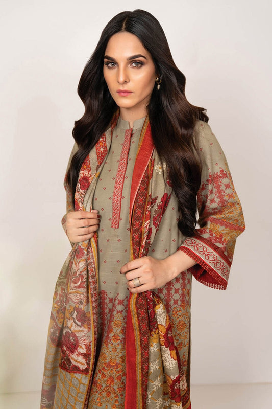 Alkaram - Three Piece Printed Khaddar Suit With Printed Shawl