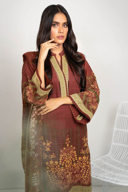Alkaram - Three Piece Printed Khaddar Suit With Printed Shawl