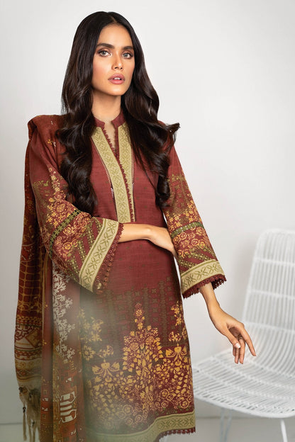 Alkaram - Three Piece Printed Khaddar Suit With Printed Shawl
