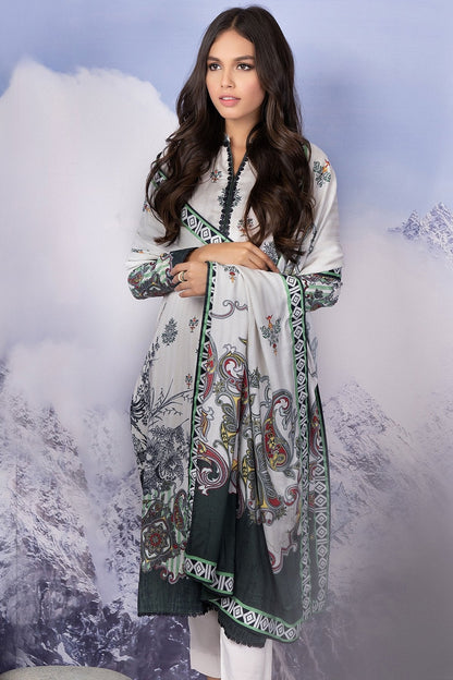 Alkaram - 3 Pc Printed Twill Viscose Suit With Twill Viscose Dupatta